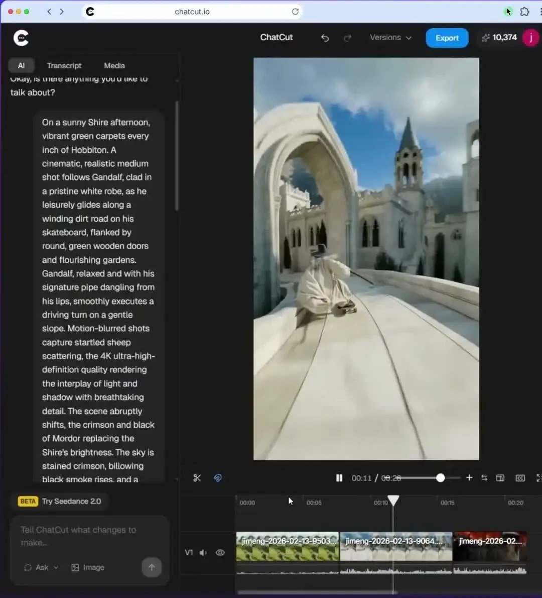 Chatcut Generated Footage Demo