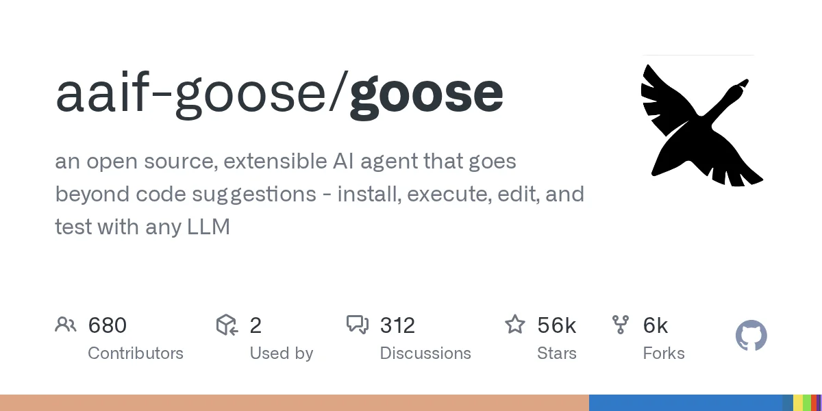 aaif-goose/goose GitHub repository card with contributor, star and fork counts